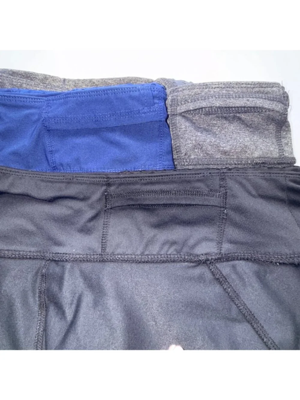 Avia Athletic Shorts Womens L Stretch Activewear Black Blue & Gray 3-Pack